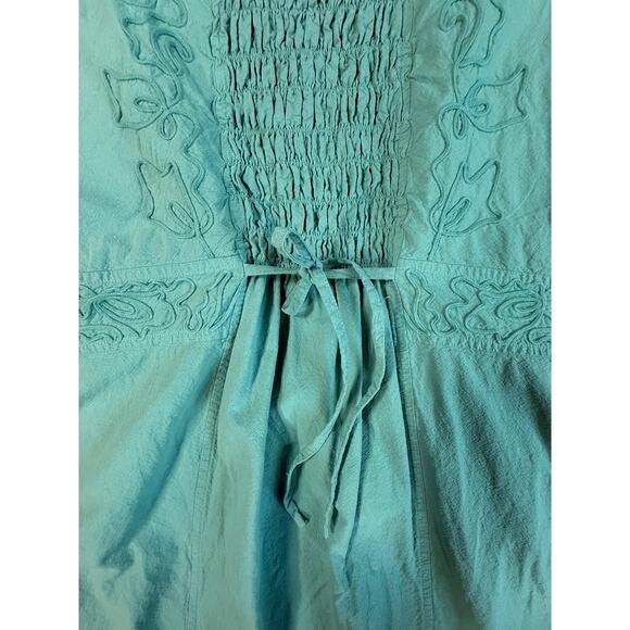 Soft Surroundings Embroidered Maxi Dress Aqua Blue Womens Small - Picture 4 of 10